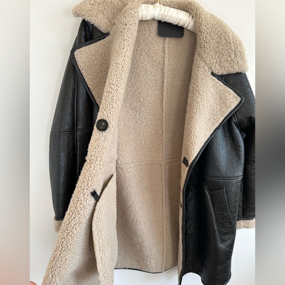Massimo Dutti moulton genuine leather shearling sherpa aviator coat jacket - Picture 13 of 15